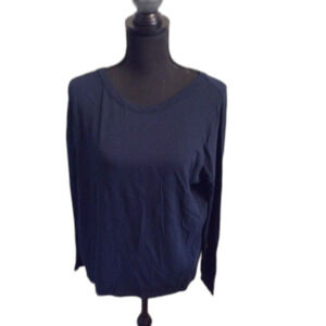 New NWT Chasor Navy Blue Long Sleeve Top Womens Size M Anthropologie